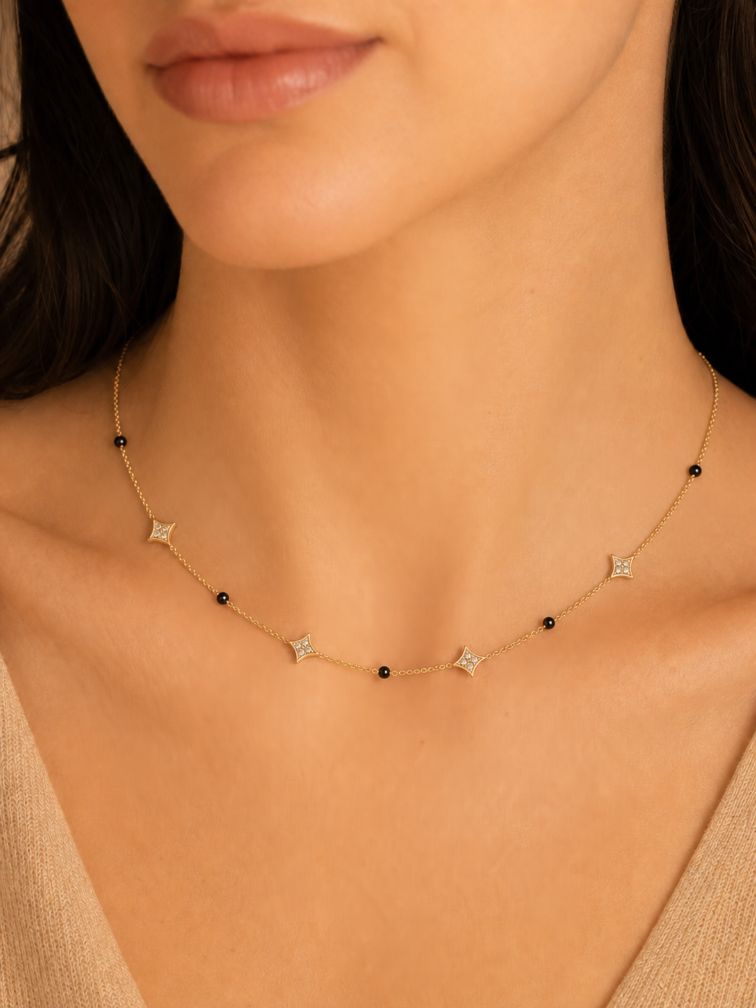 Rhombus Station Necklace Single